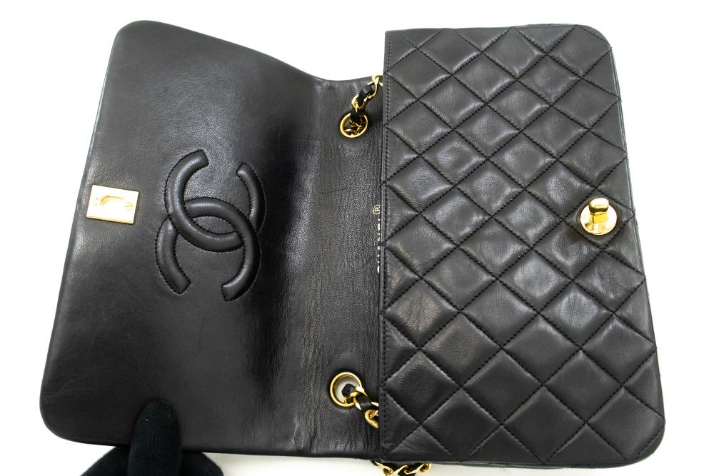 Black Leather Chanel Flap Bag