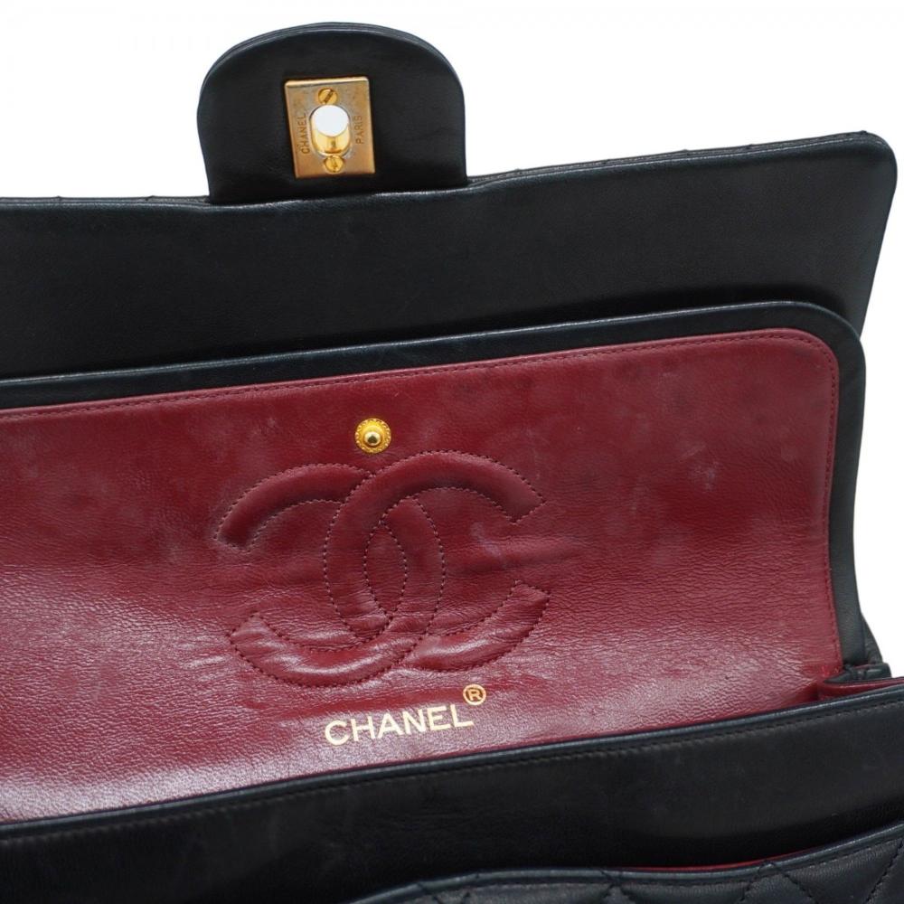 Black Leather Chanel Flap Bag