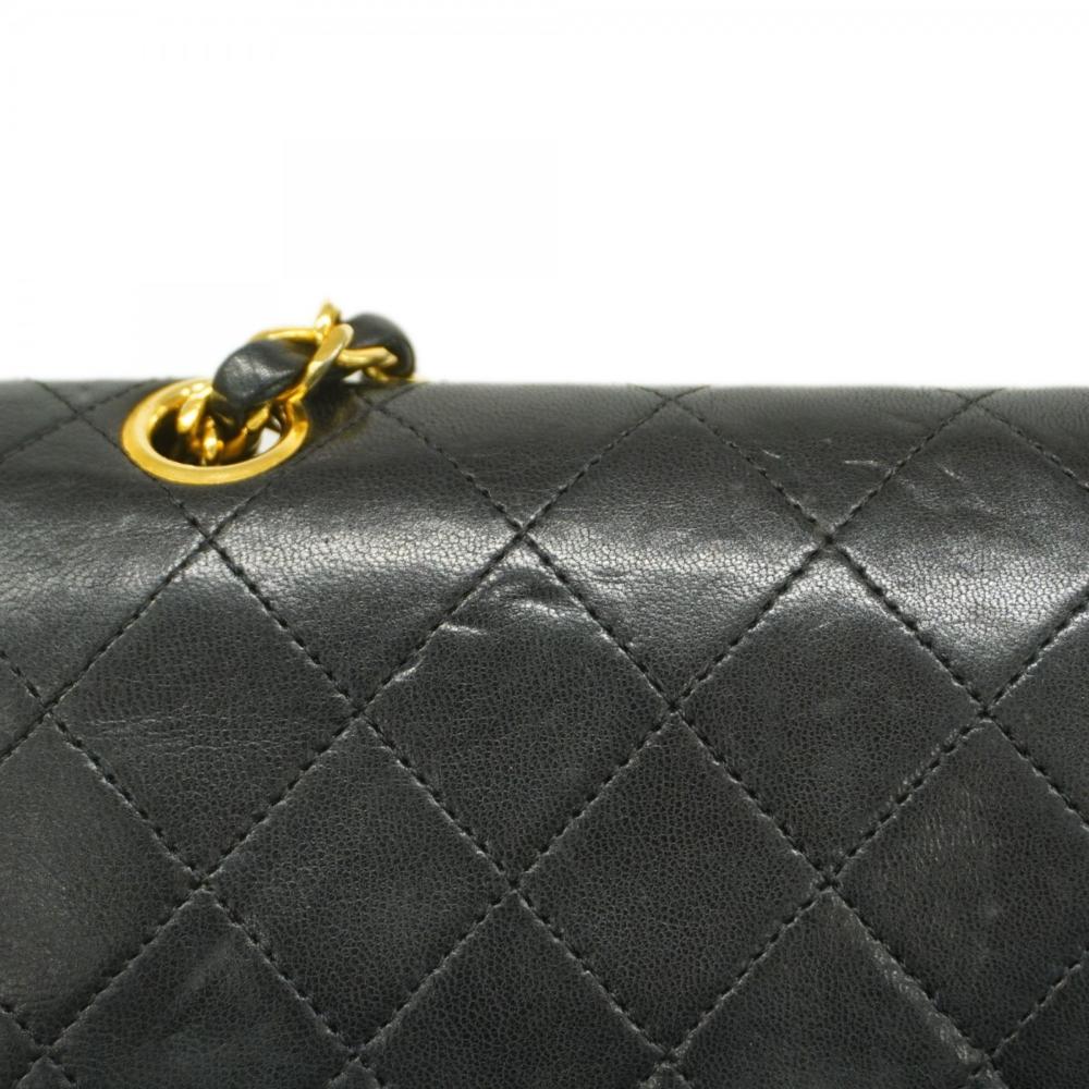 Black Leather Chanel Flap Bag