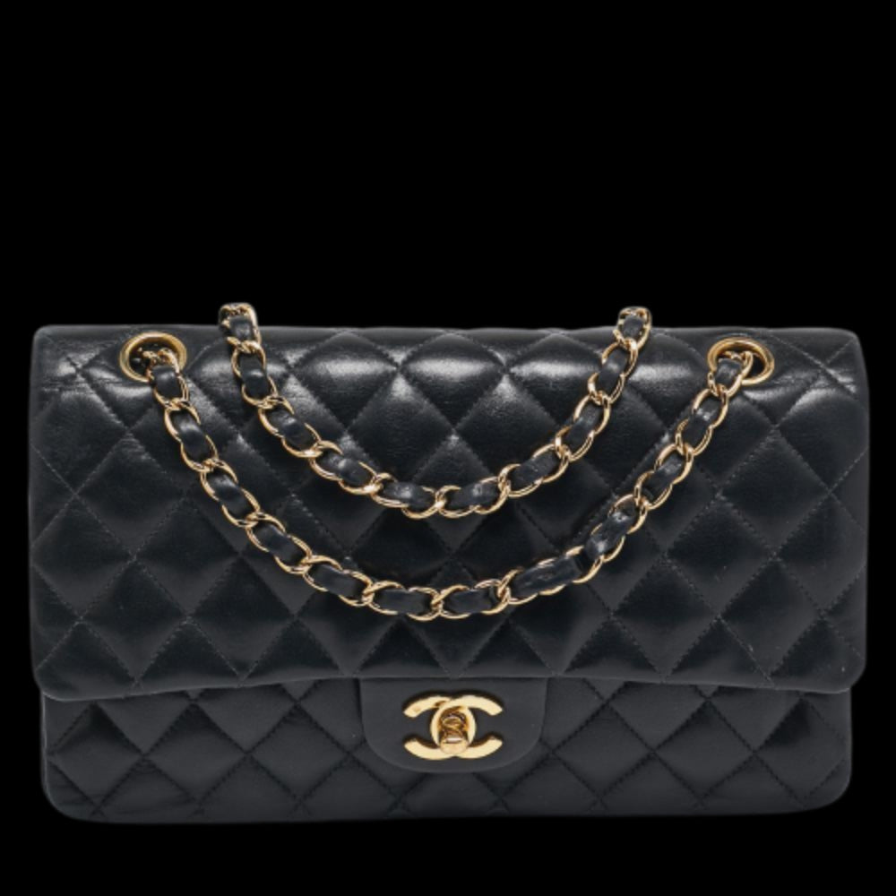 Black Leather Chanel Flap Bag