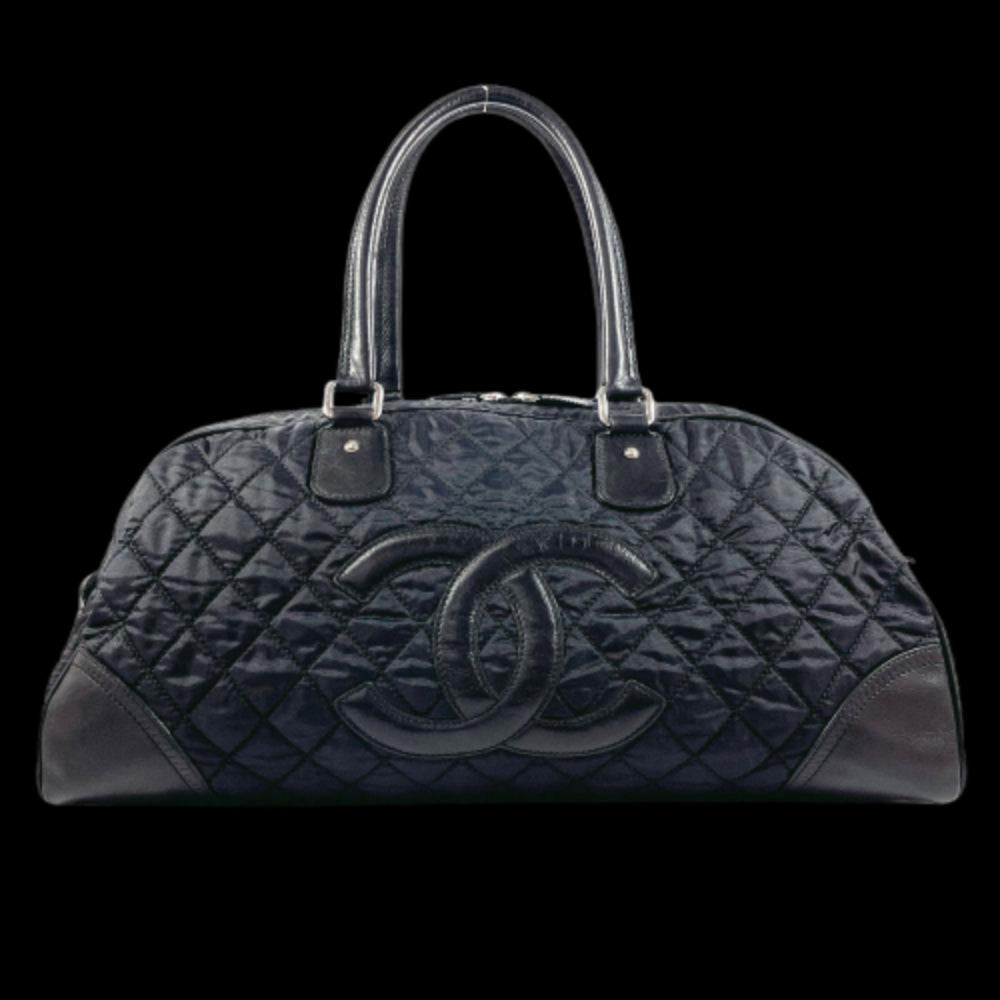 Black Leather Chanel Travel Bag