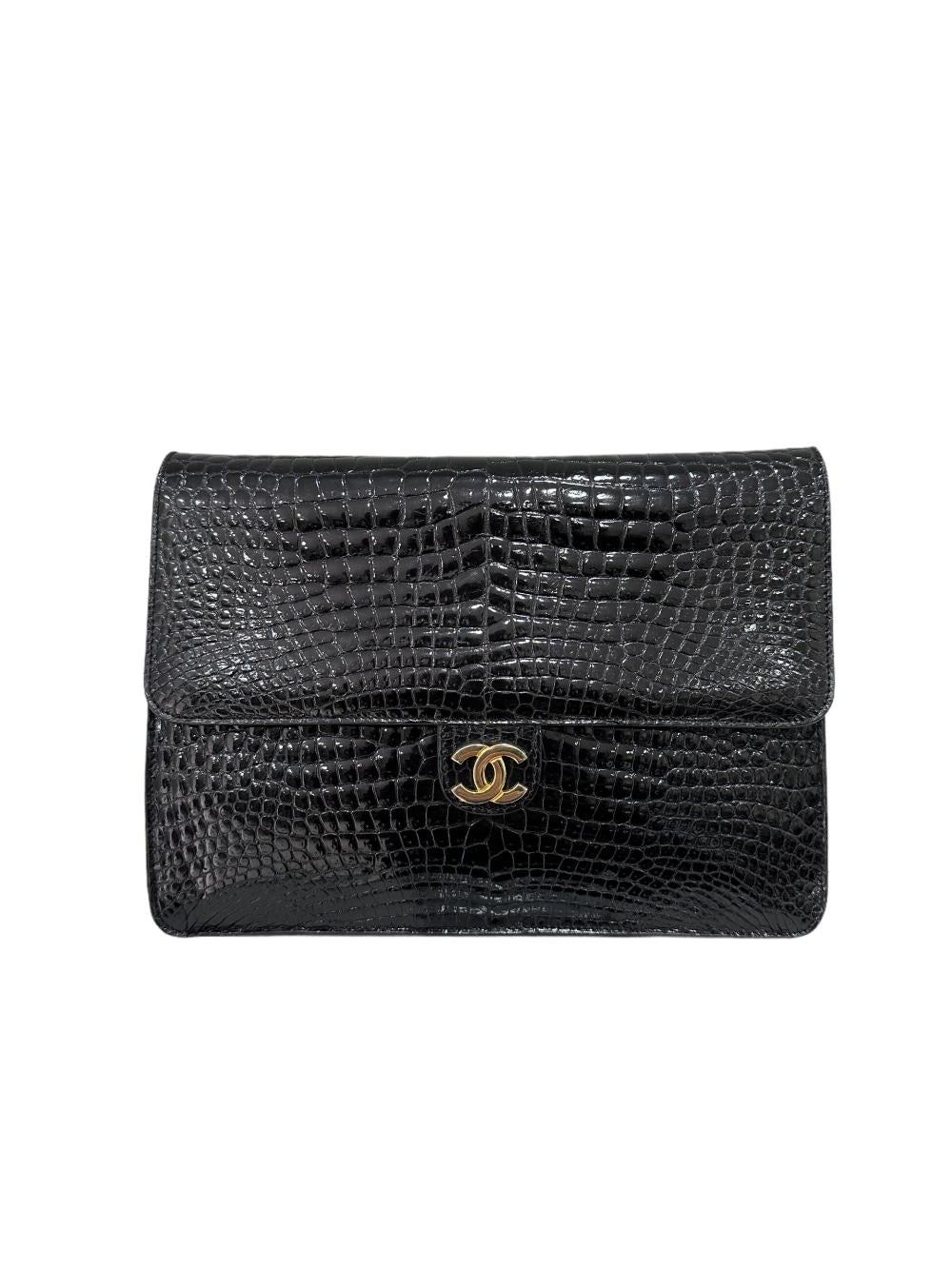 Black Leather Chanel Shoulder Bag