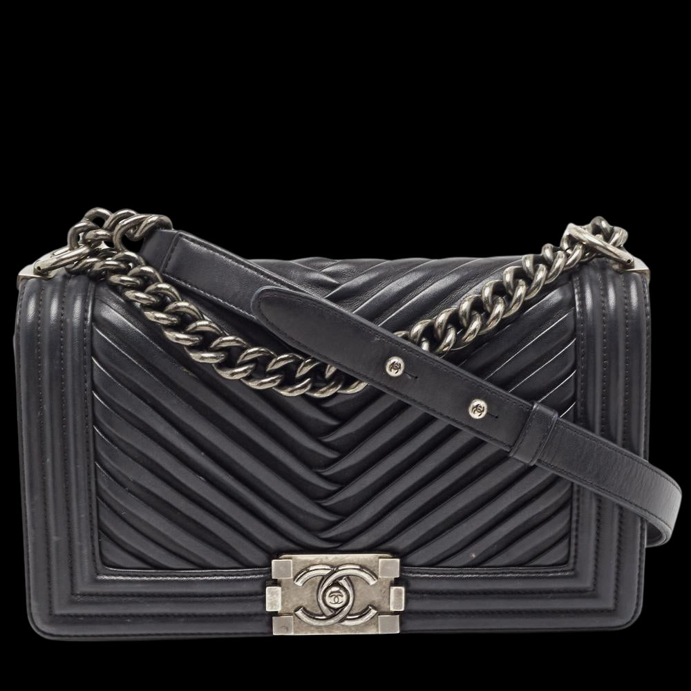 Black Leather Chanel Flap Bag