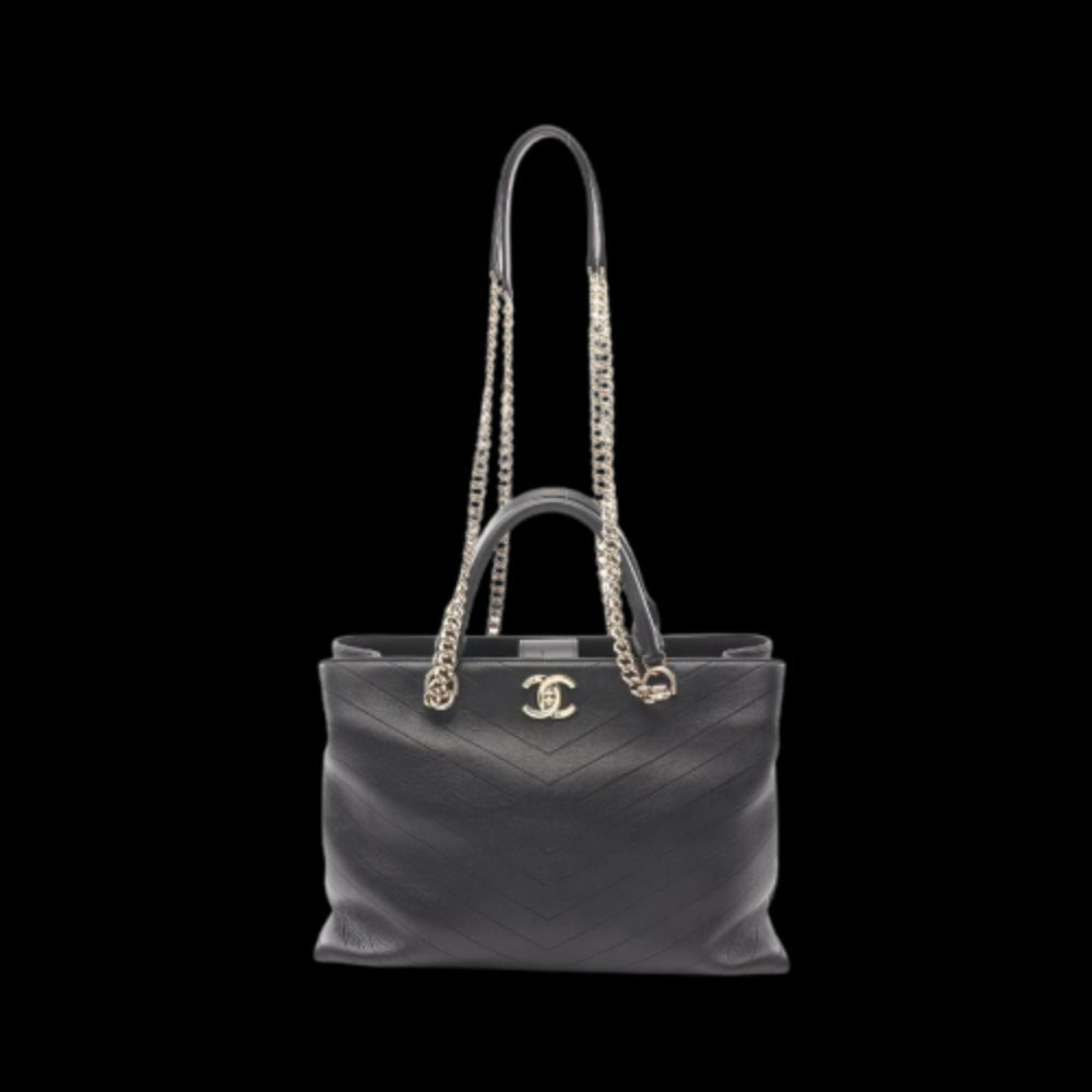 Black Leather Chanel Travel Bag
