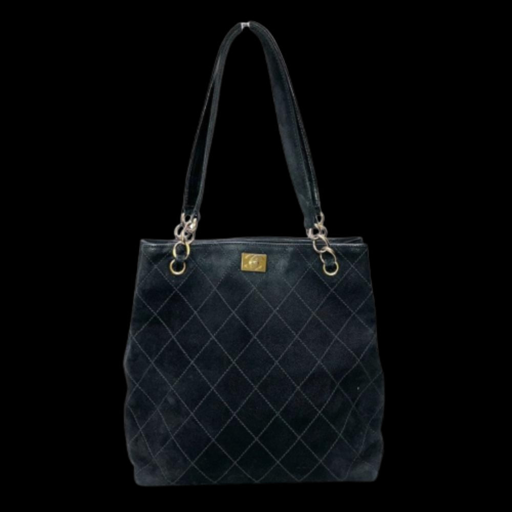 Black Leather Chanel Shoulder Bag
