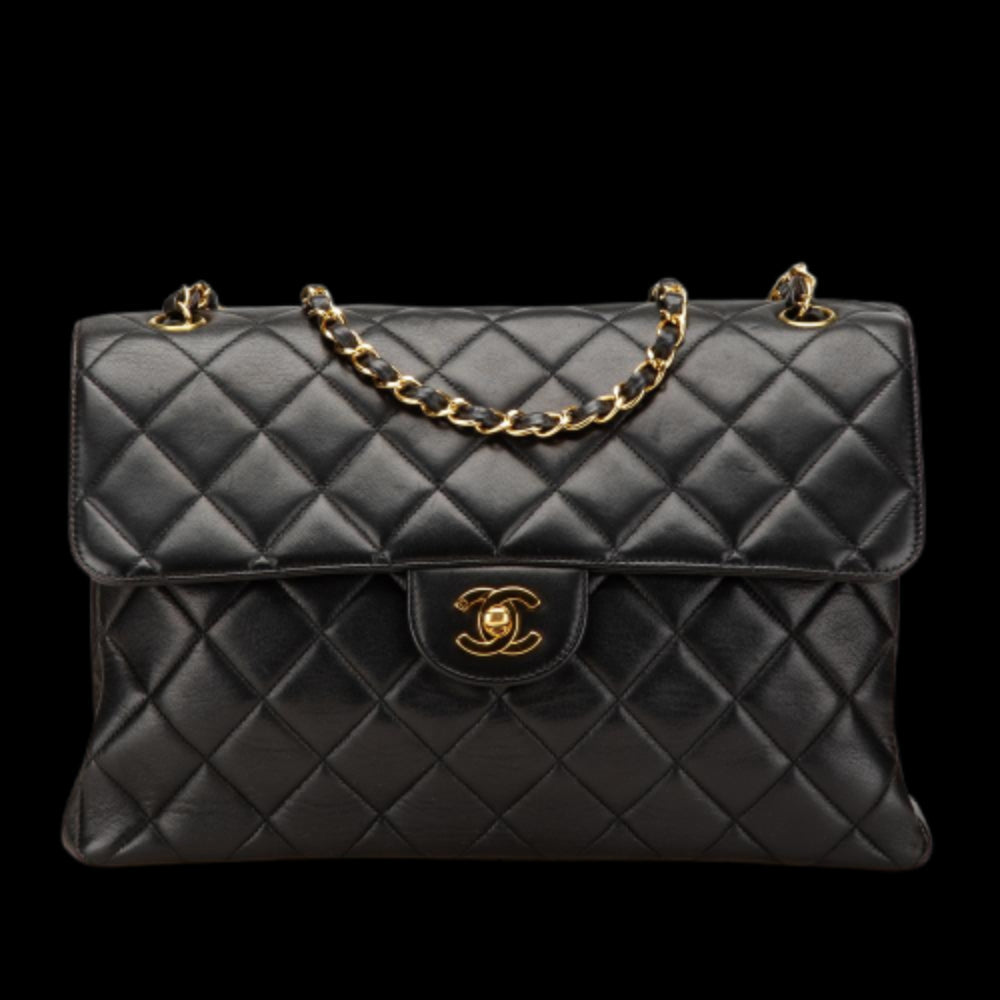Black Leather Chanel Flap Bag