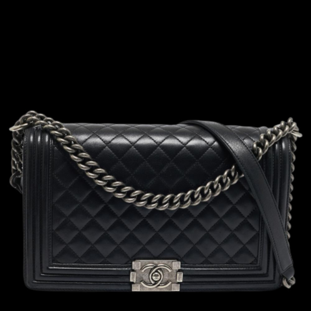 Black Leather Chanel Flap Bag