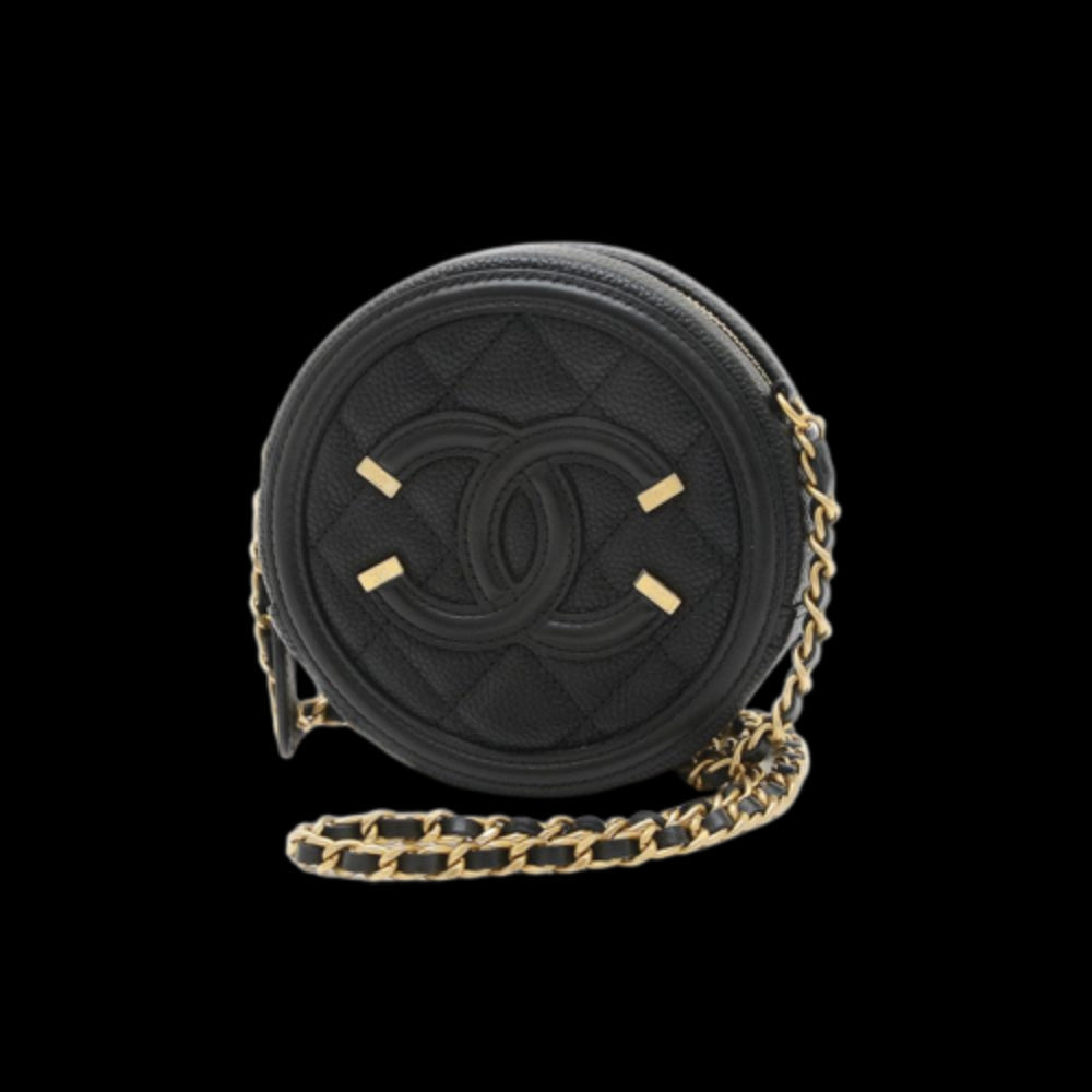 Black Leather Chanel Shoulder Bag