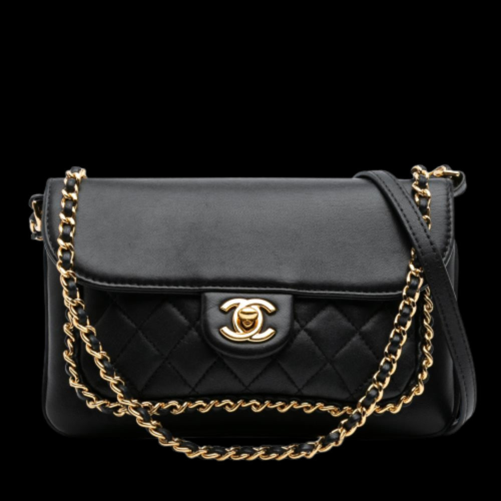 Black Leather Chanel Flap Bag
