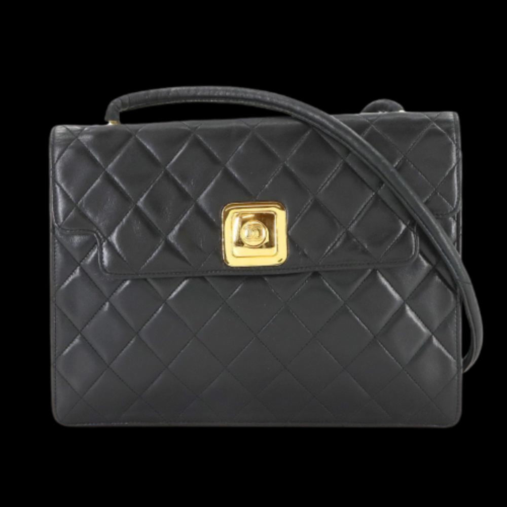 Black Leather Chanel Shoulder Bag