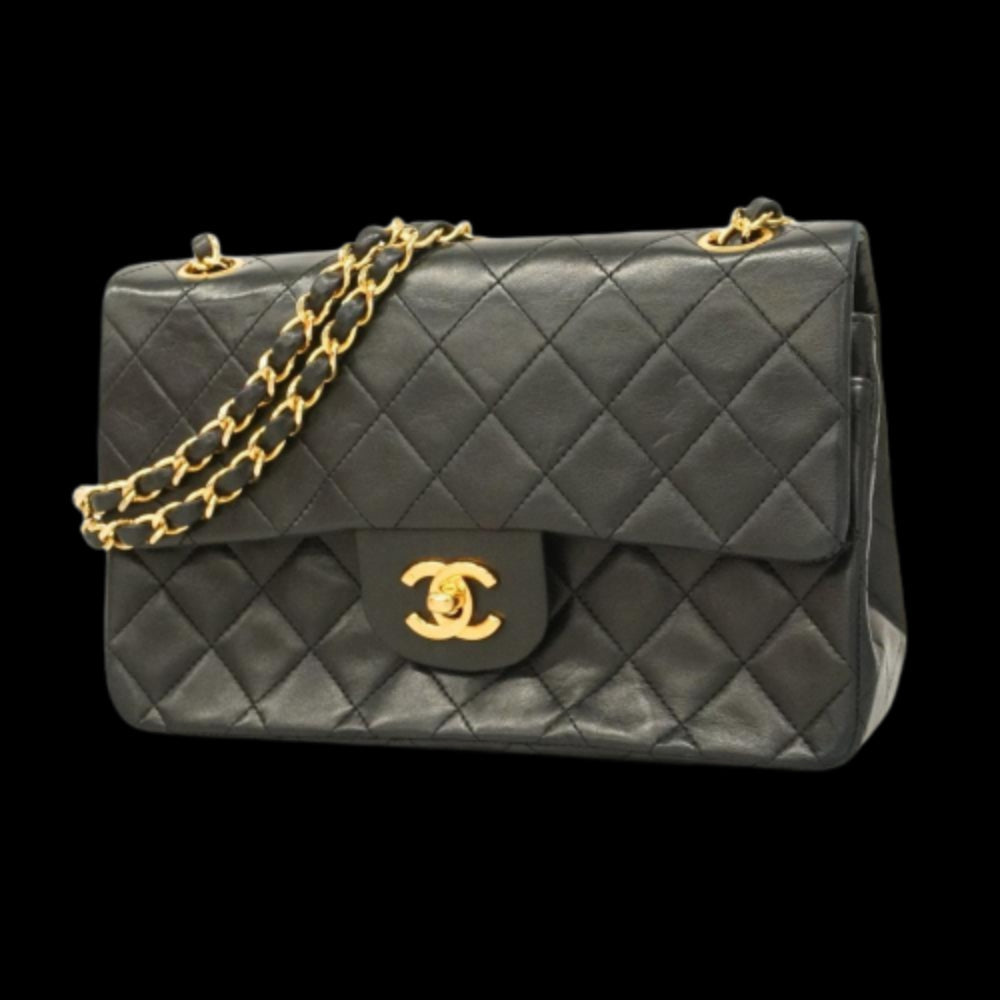 Black Leather Chanel Flap Bag