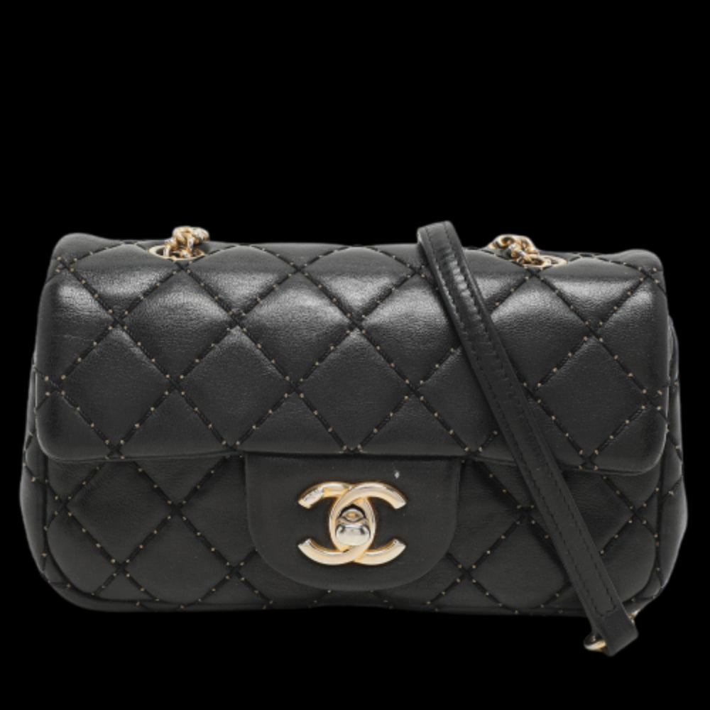 Black Leather Chanel Flap Bag