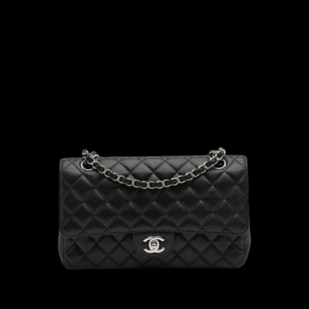 Black Leather Chanel Flap Bag