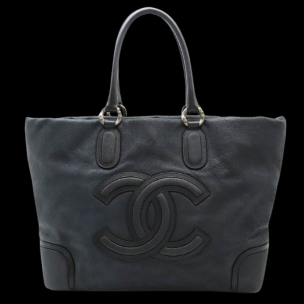 Black Leather Chanel Tote