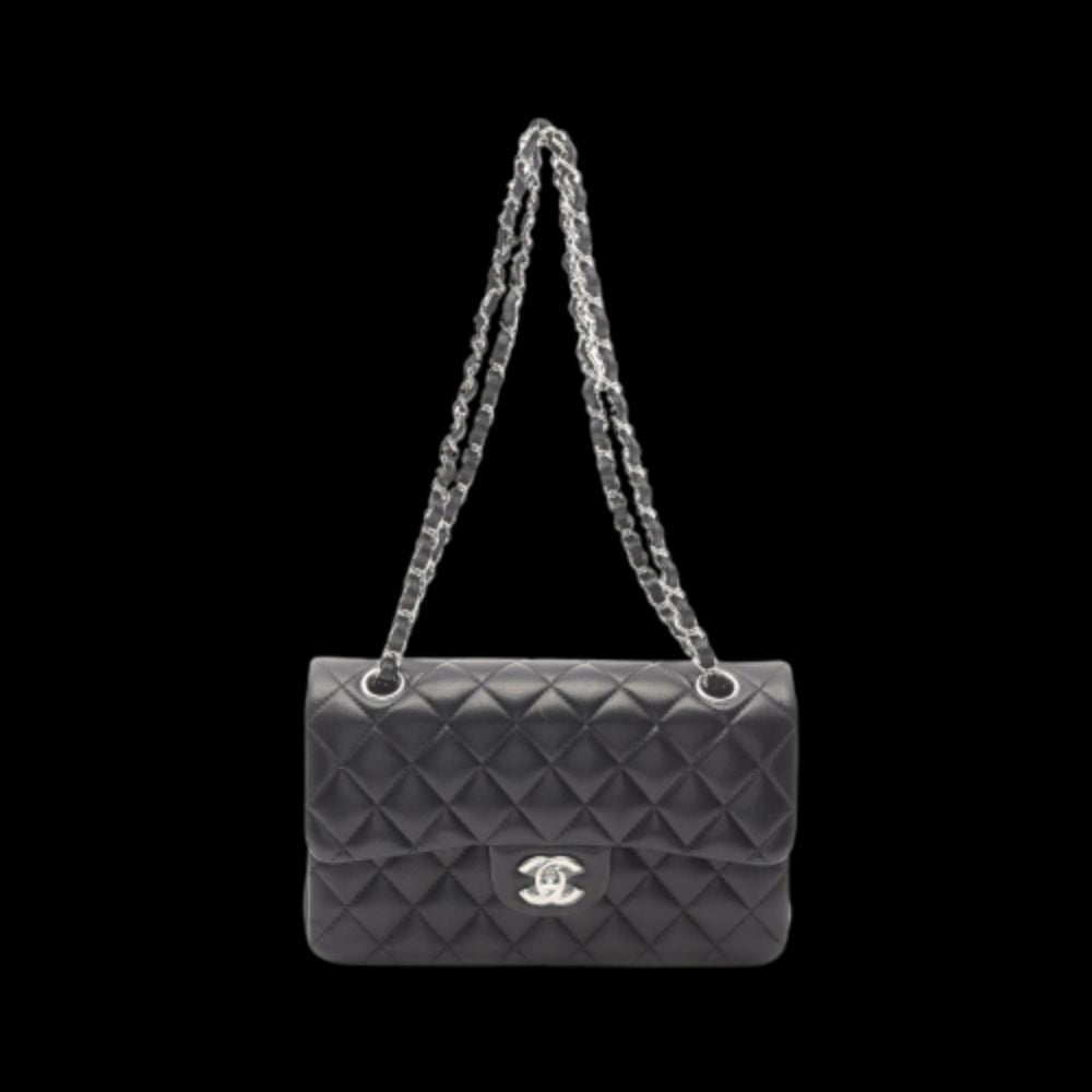 Black Leather Chanel Flap Bag