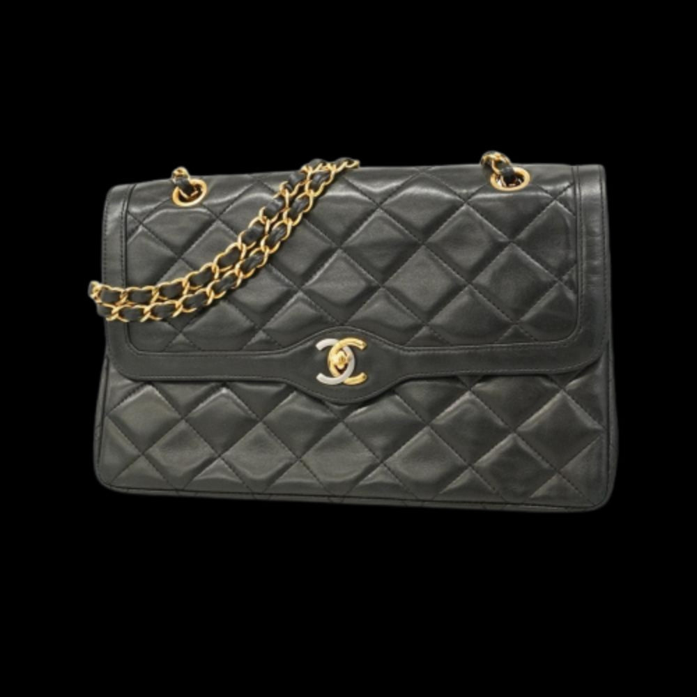 Black Leather Chanel Flap Bag