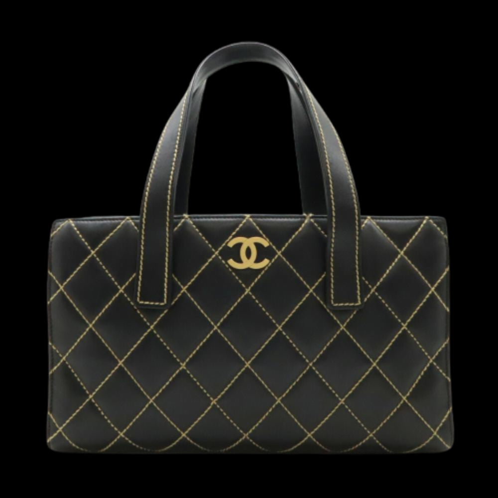 Black Leather Chanel Tote