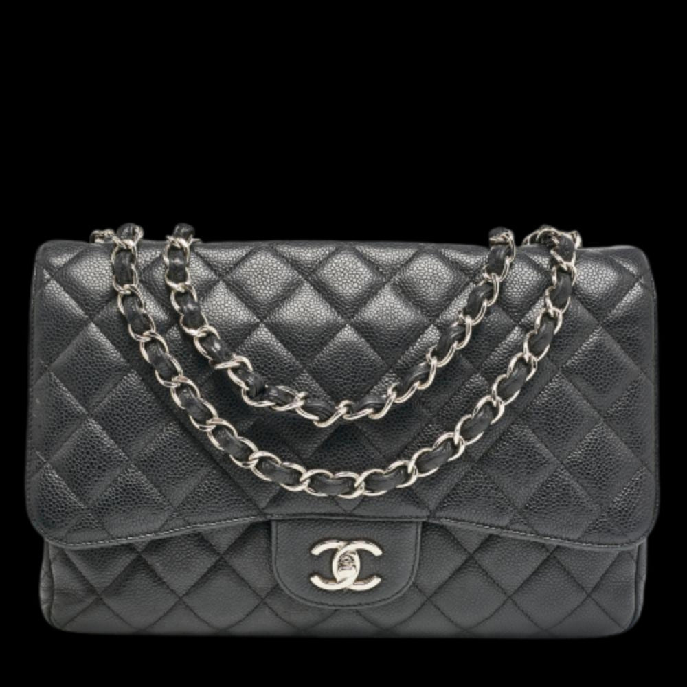 Black Leather Chanel Flap Bag