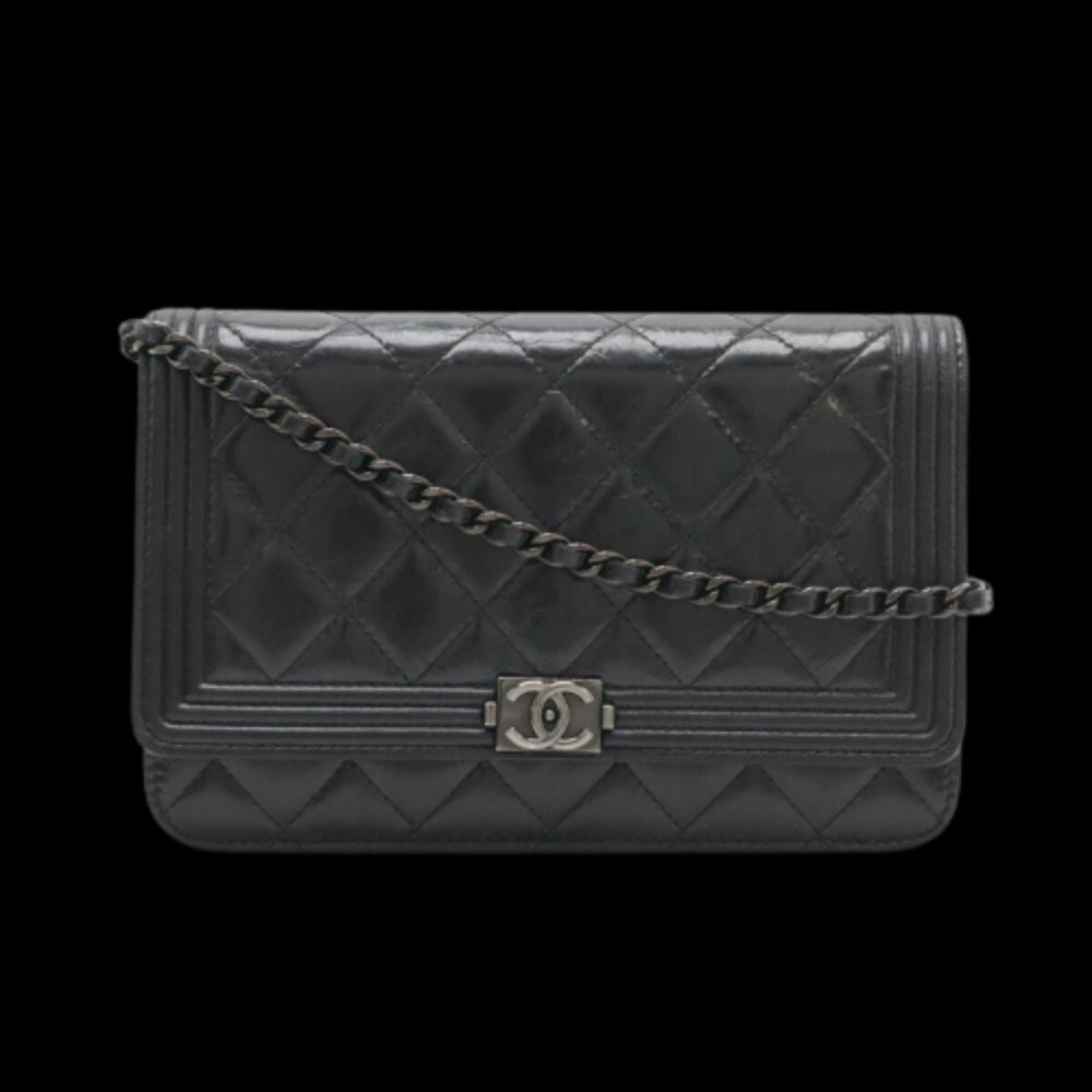 Black Leather Chanel Shoulder Bag