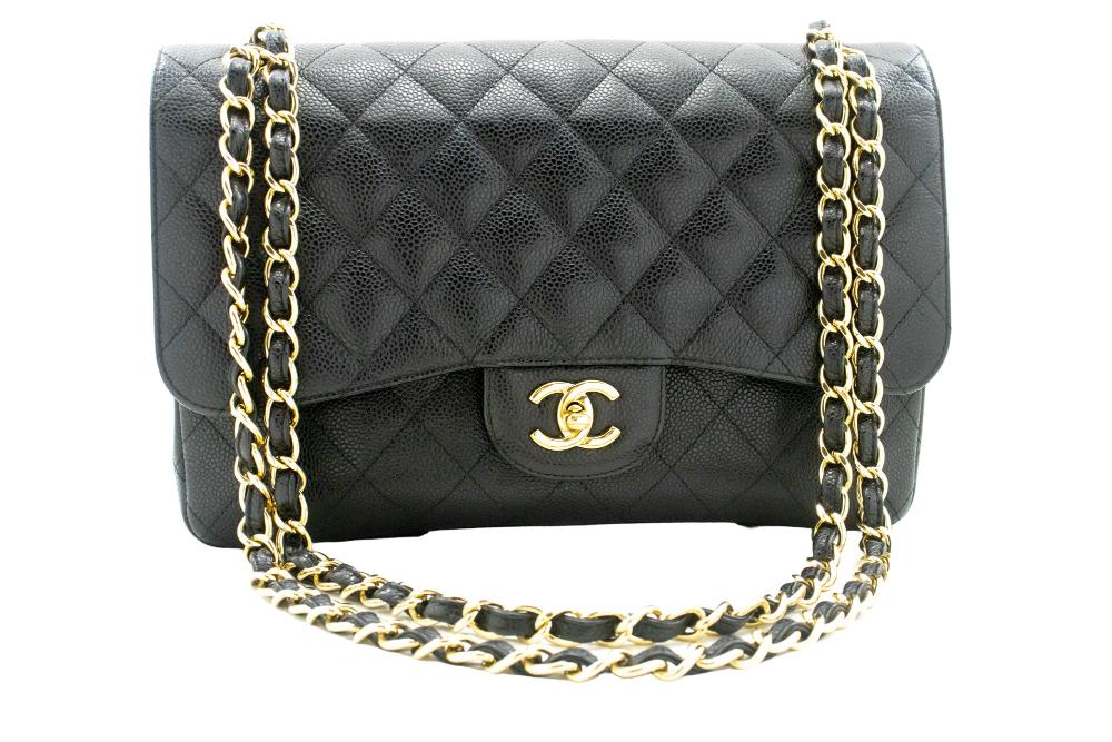 Black Leather Chanel Shoulder Bag