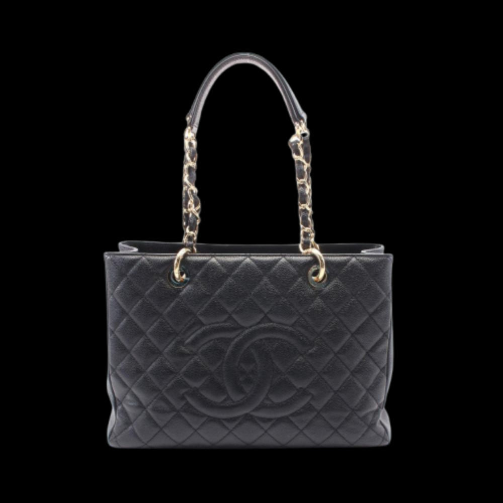 Black Leather Chanel Tote