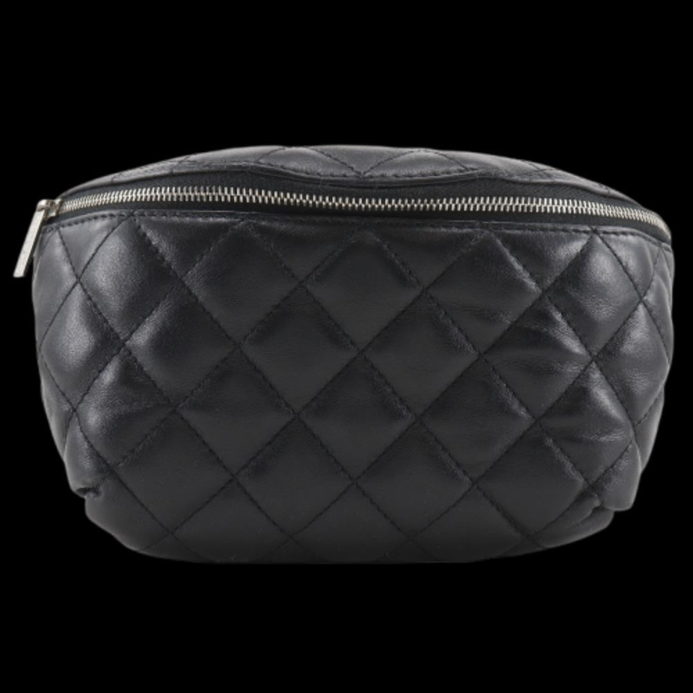 Black Leather Chanel Belt Bag