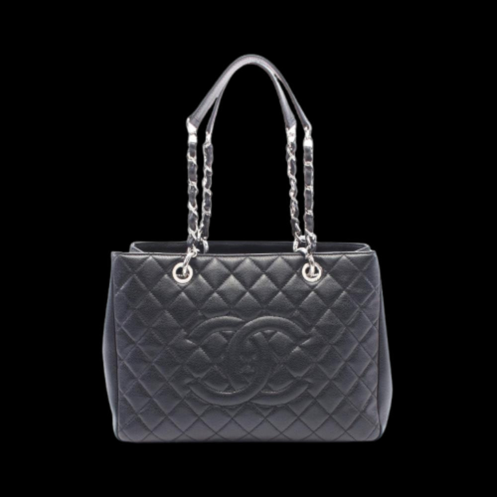 Black Leather Chanel Tote