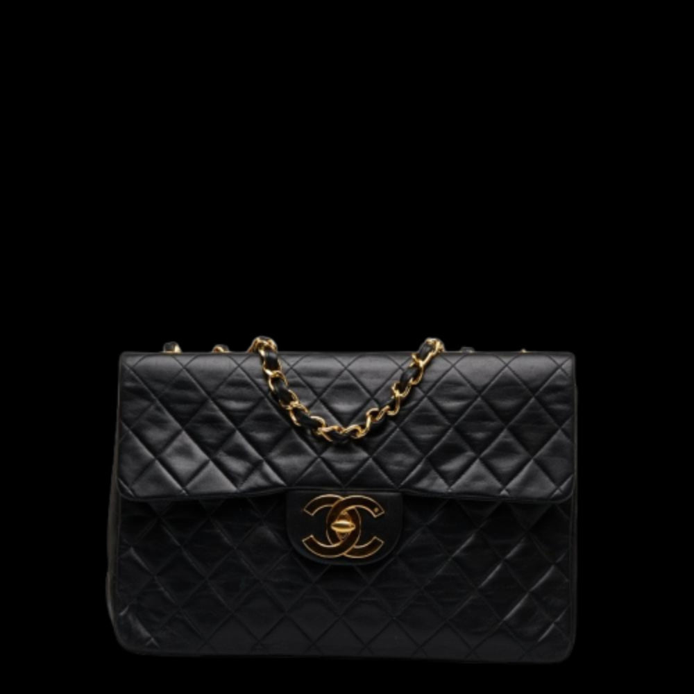 Black Leather Chanel Shoulder Bag