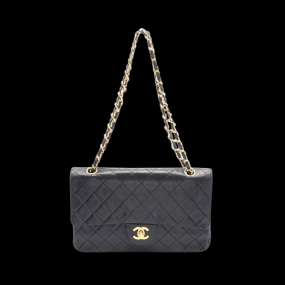 Black Leather Chanel Shoulder Bag