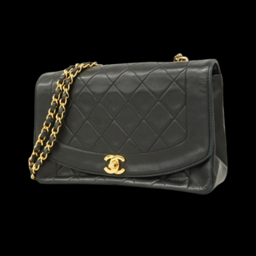 Black Leather Chanel Shoulder Bag