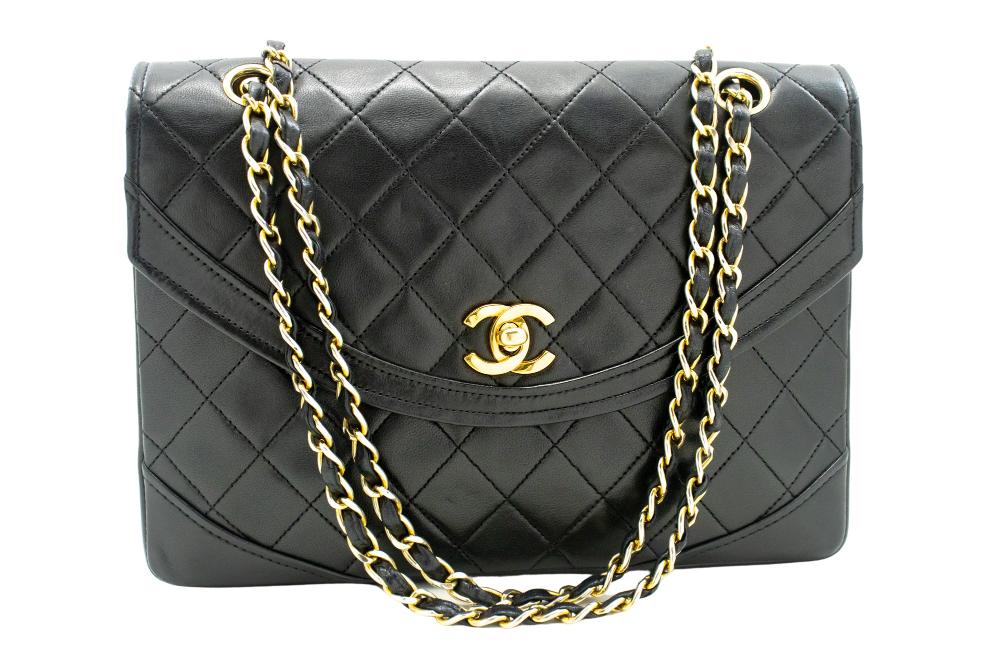 Black Leather Chanel Flap Bag