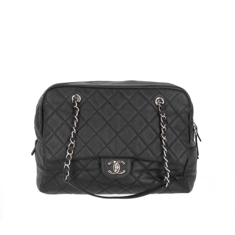Black Leather Chanel Shoulder Bag