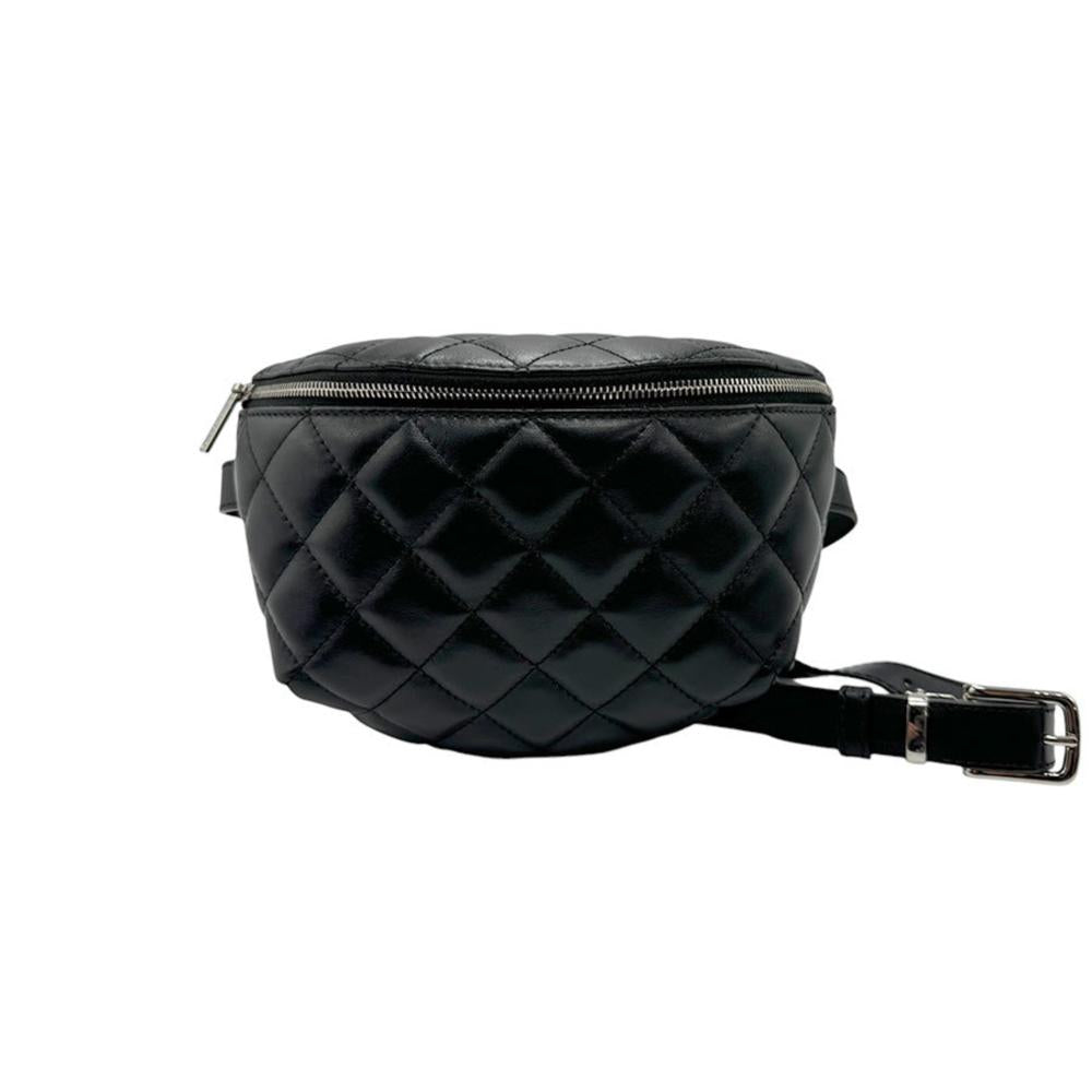 Black Leather Chanel Belt Bag