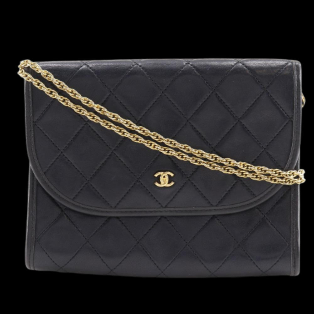 Black Leather Chanel Shoulder Bag