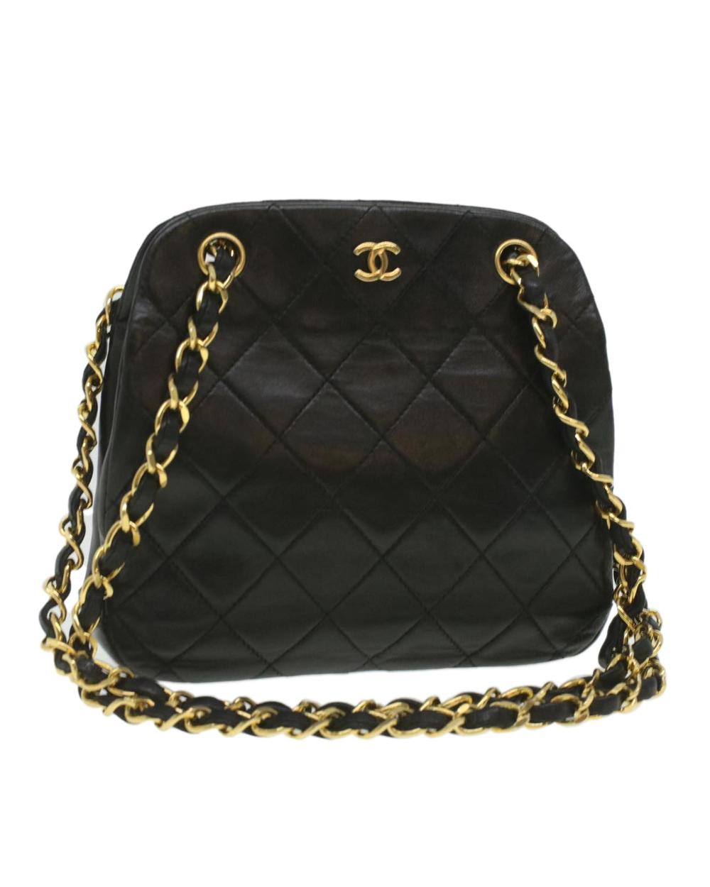 Black Leather Chanel Shoulder Bag