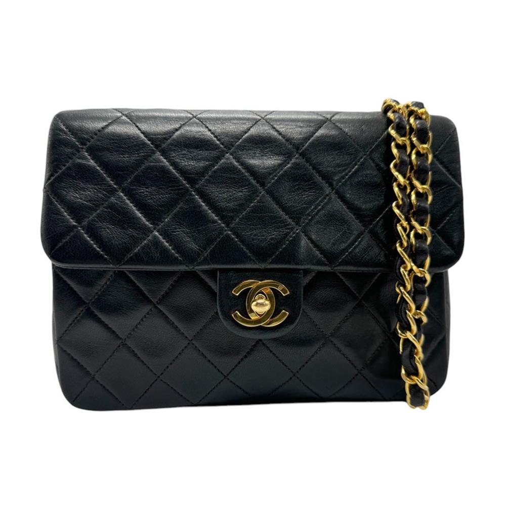 Black Leather Chanel Flap Bag