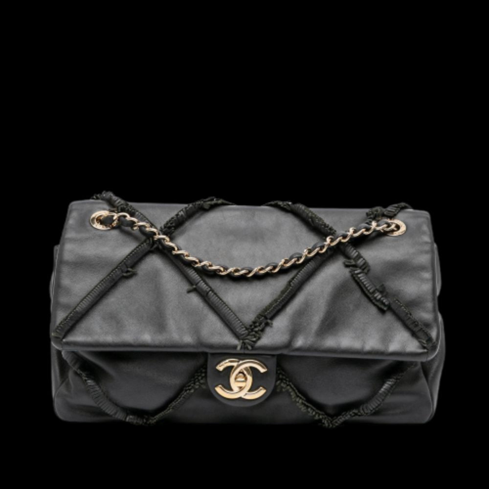 Black Leather Chanel Flap Bag