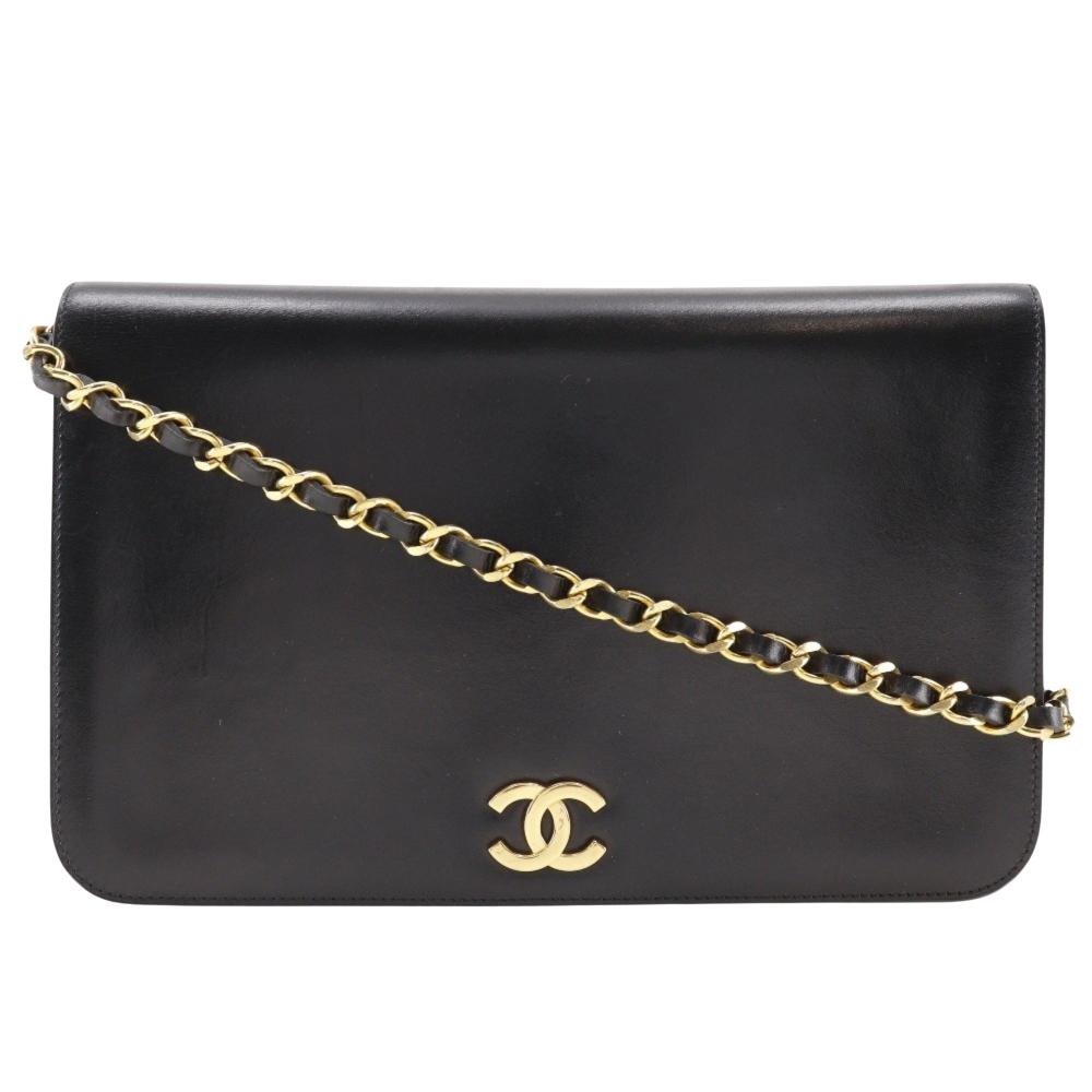 Black Leather Chanel Shoulder Bag