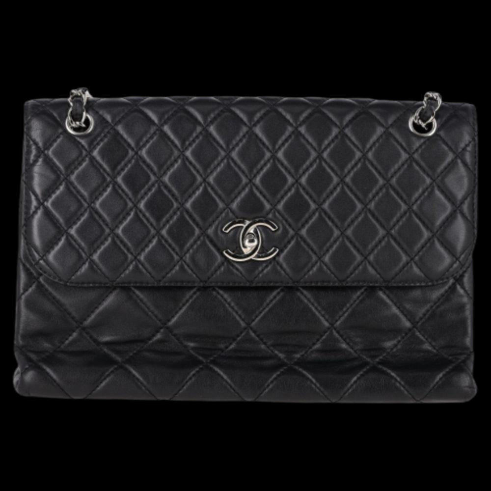 Black Leather Chanel Flap Bag