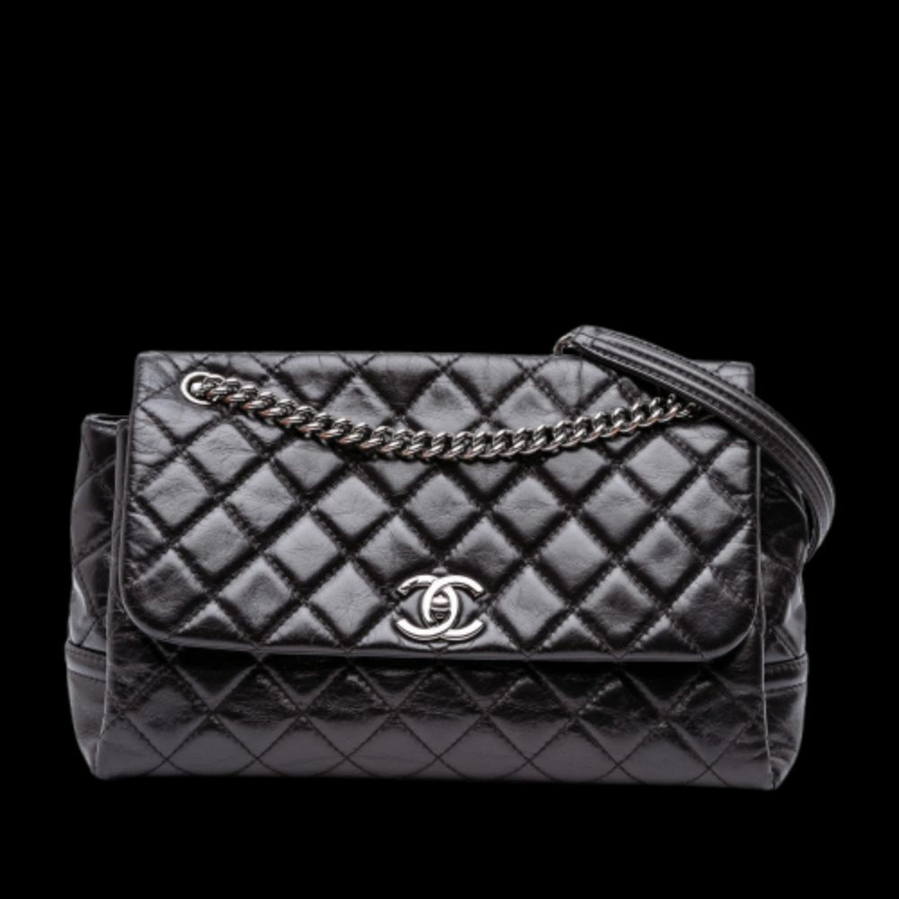 Black Leather Chanel Flap Bag