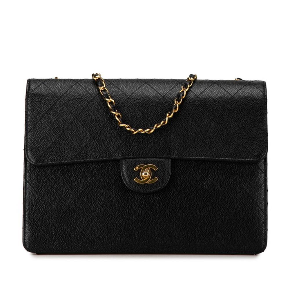 Black Leather Chanel Flap Bag