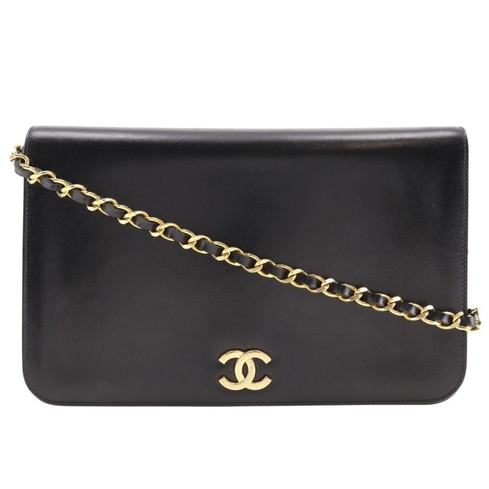 Black Leather Chanel Shoulder Bag