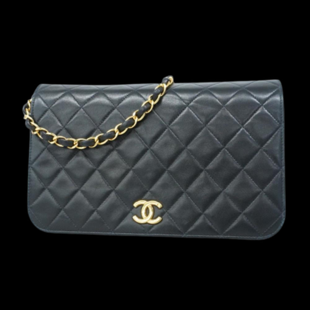 Black Leather Chanel Shoulder Bag