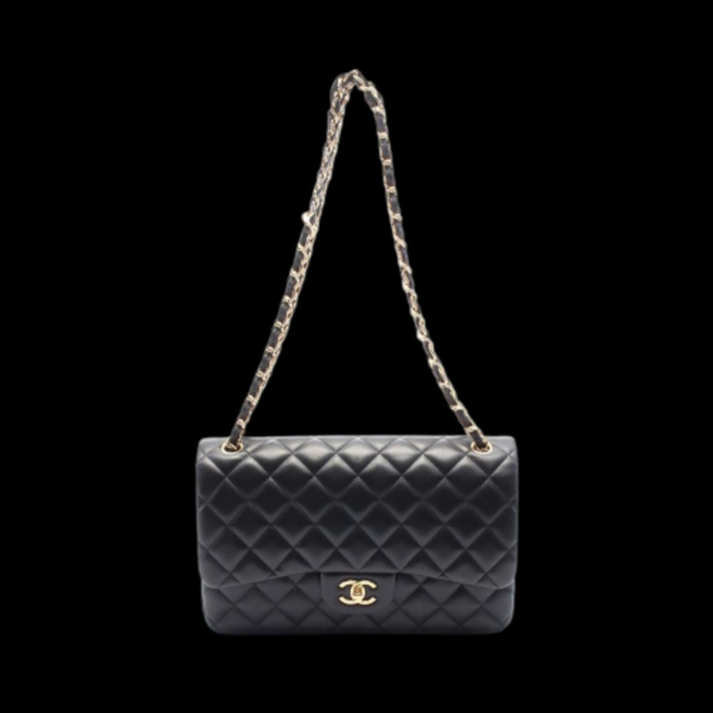 Black Leather Chanel Flap Bag
