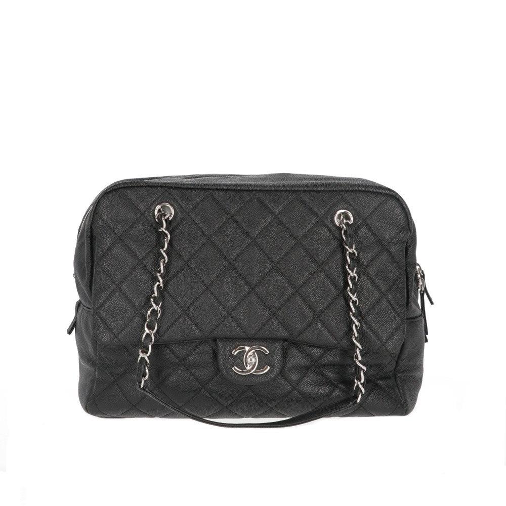 Black Leather Chanel Flap Bag