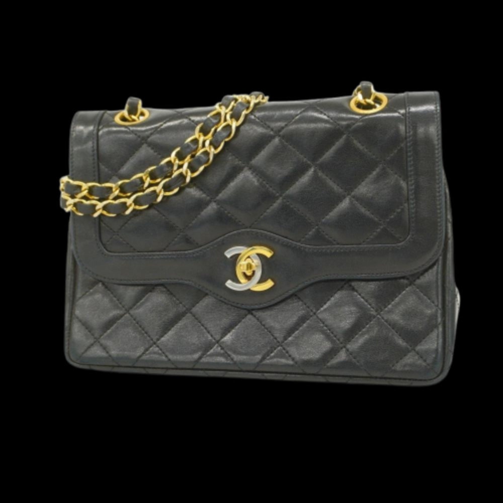 Black Leather Chanel Flap Bag