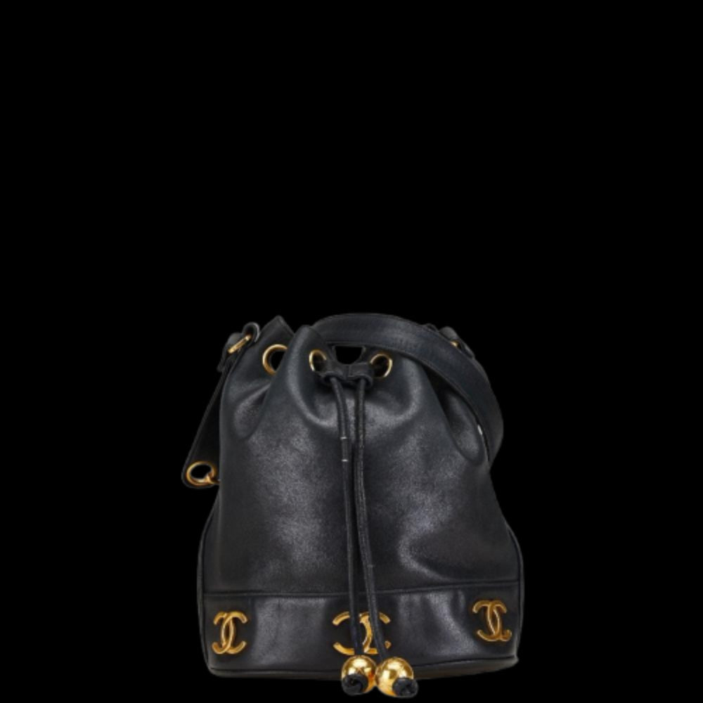 Black Leather Chanel Shoulder Bag