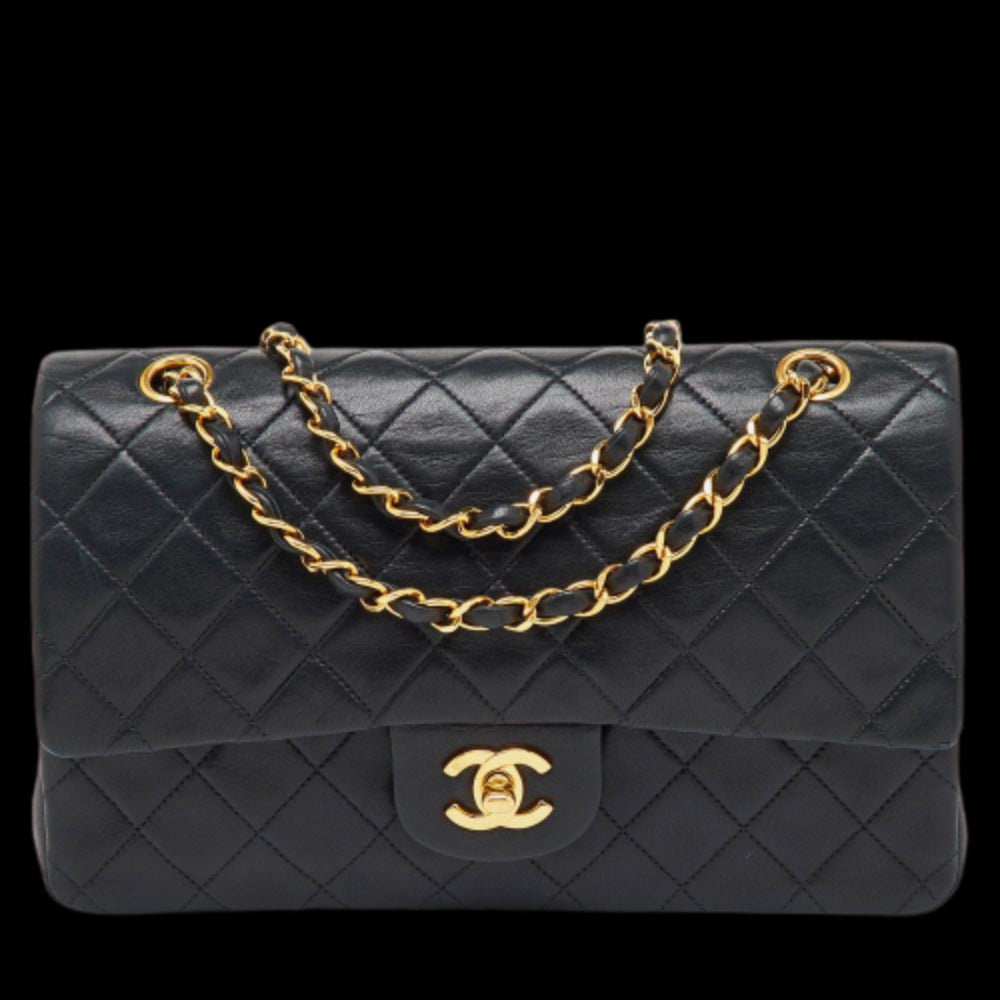 Black Leather Chanel Flap Bag