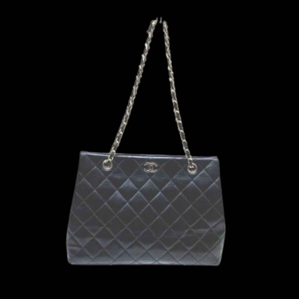 Black Leather Chanel Shoulder Bag