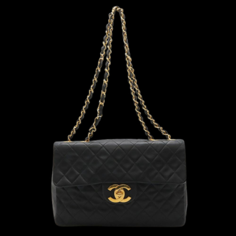 Black Leather Chanel Shoulder Bag
